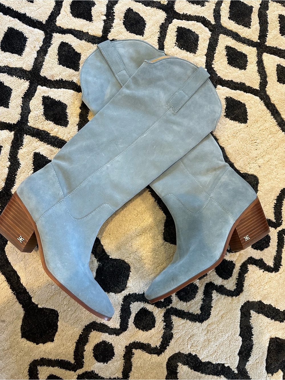 Sam Edelman Light Blue Suede Brittany Western Boot